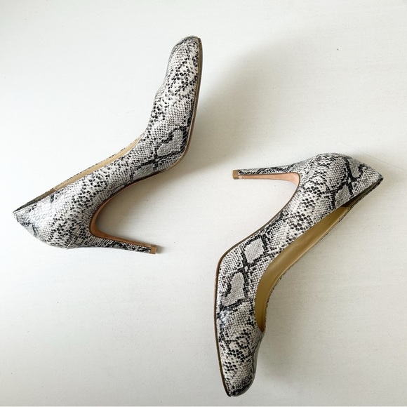 Expression Grey Snakeskin Patterned High Heels Leather Pumps Size 8 - Picture 16 of 16